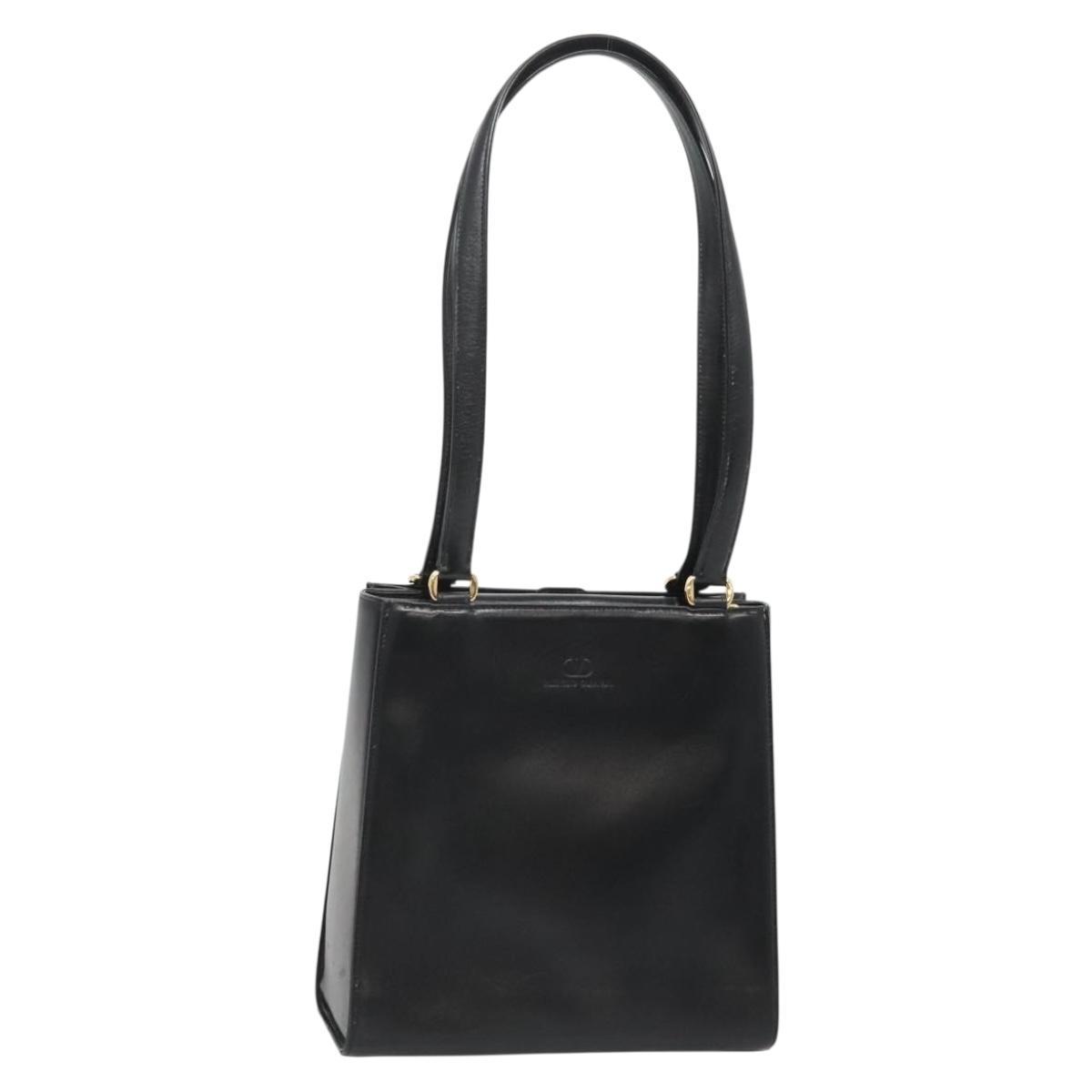 Valentino Shoulder Bag Leather Black Gold Auth Ba4048